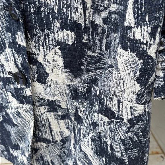 Cold Water Creek Navy/Cream Jacket with 3/4 Sleeves - Picture 7 of 14